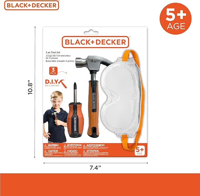 Black & Decker Pretend Play Toolset for Kids, Looks Like The Real Tools