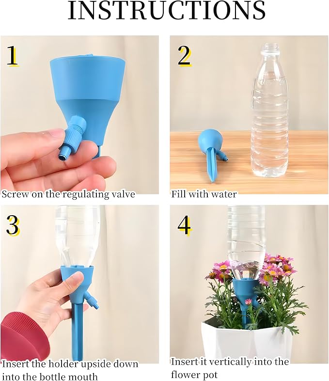 5Pcs Self Watering Planter Insert for Plant,Automatic Plant Watering Devices with Adjustable Drip Valve Switch for Garden Self Watering Spikes for Indoor Outdoor Potted Plants(Red)-SATONBEYI