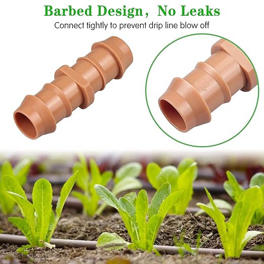 Drip Irrigation Barbed Coupling：40 Pack Drip Irrigation Coupler Parts Fits for 1/2 Inch Drip Irrigation Tubing 17mm 0.600" ID Coupling Connectors for Patio Lawn Garden
