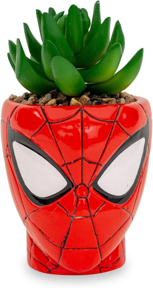 Toynk Marvel Comics Spider-Man 3-Inch Ceramic Mini Planter with Artificial Succulent