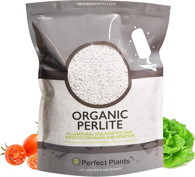 Organic Perlite by Perfect Plants — Add to Soil for Indoor & Outdoor Container Plants for Drainage Management and Enhanced Growth (8qts.)