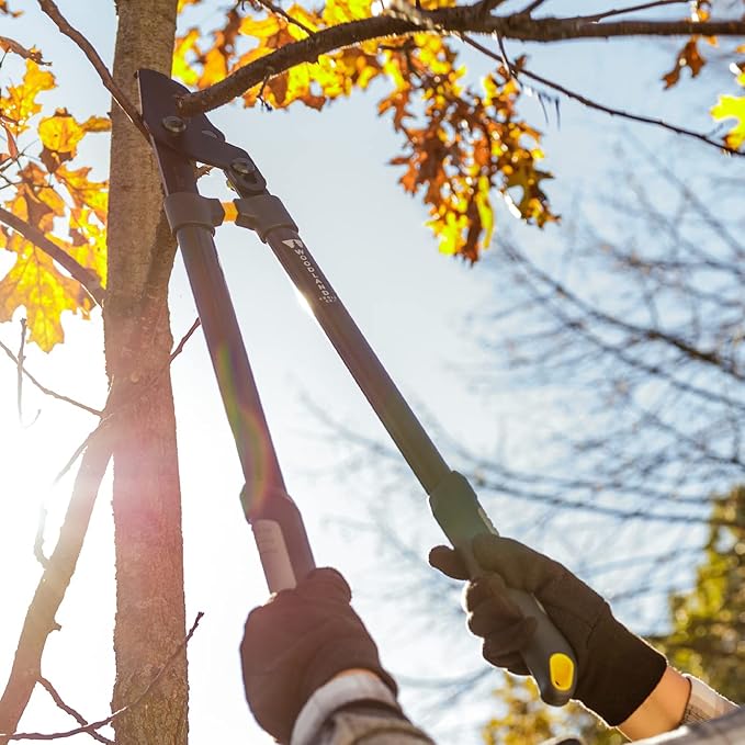 WOODLAND TOOLS Co. Heavy Duty LeverAction Lopper – 28" Tree and Branch Cutter with High Carbon Steel Blades for Effortless Pruning