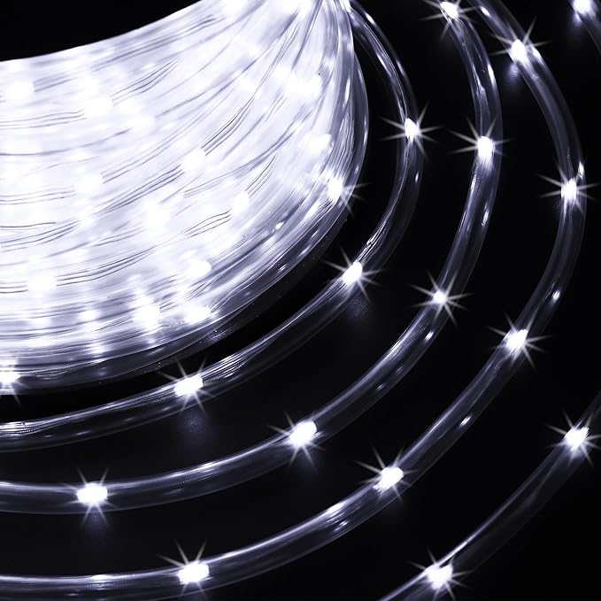 LED Rope Lights for Outside 100Ft Waterproof Rope Lighting 429 LEDs 110V 8 Modes Remote Control Timer Christmas Rope Lights for Indoor Outdoor Party Holiday Garden Decoration (White)