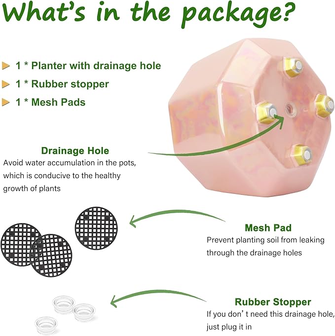 6 Inch + 4 Inch Ceramic Planter for Indoor Plants - Plant Pots with Drainage Hole - Modern Minimalist Flower Pot for Succulents and Herbs, Pink