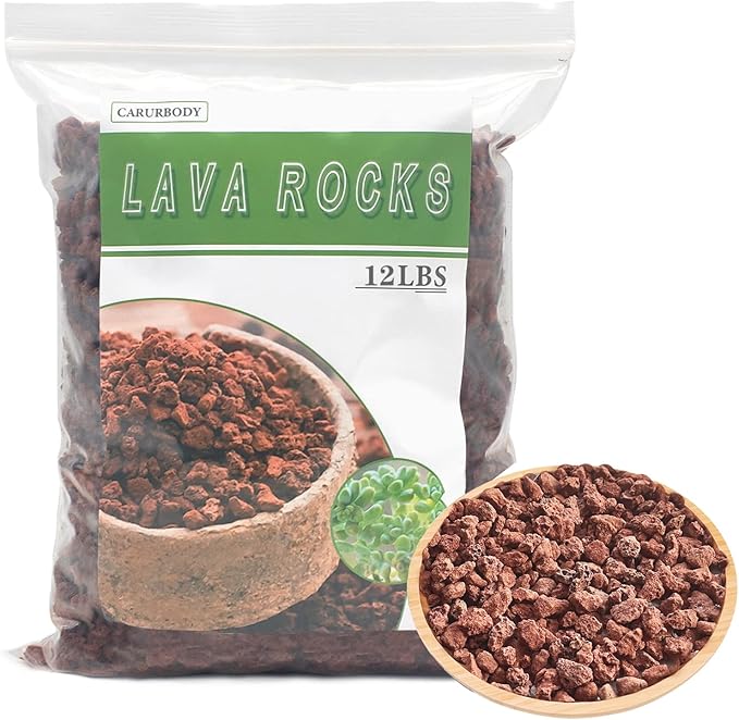 Red Lava Rocks for Plants -100% Pure Volcanic Rock No Dyes or Chemicals-Best Lava Stones Top Dressing for Cacti Succulents Plants,Bonsai-12LBS