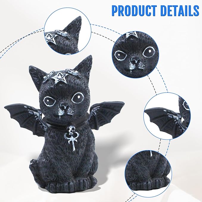 4PCS Set Cats Garden Decor Cat Gnome Statues for Outdoor Halloween Cat Figurine Cat Lover Idea Cute Cat homedecor Waterproof Figurines Lawn Ornaments