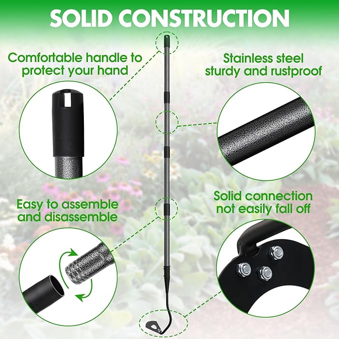 Hoe Garden Tool, Hollow Hoe Gardening Weeding Tool, 55" Long Handle Heavy Duty Manual Weeder Gardening Hand Tools for Weeding, Digging, Loosening Soil