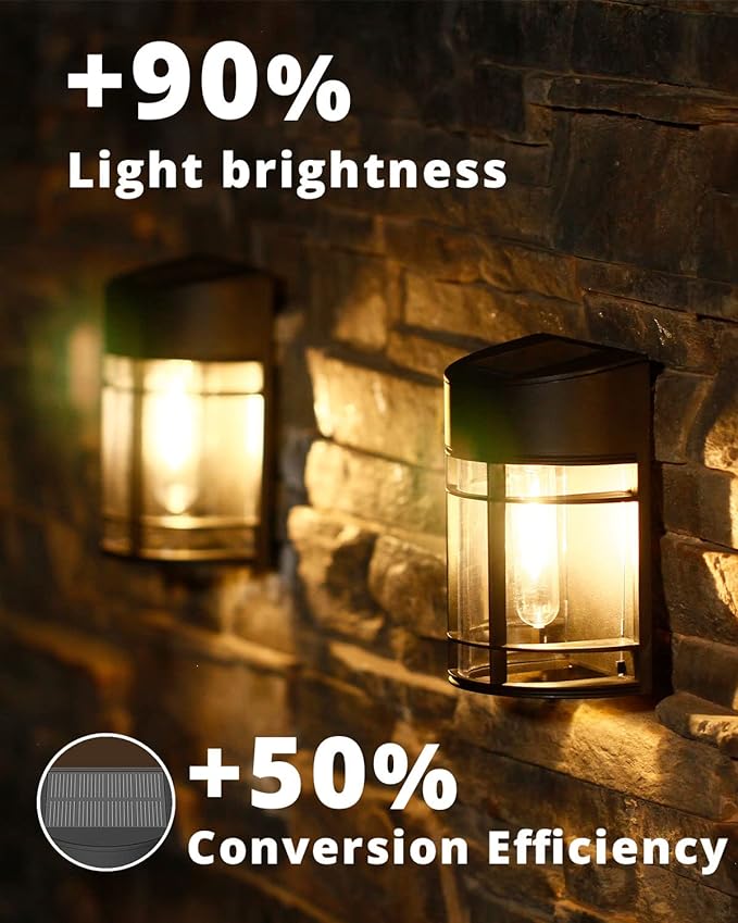 Solar Fence Lights, 8 Pack Deck Light Waterproof Solar Outdoor Lights for Garden Fence Post Backyard Decor, Brown