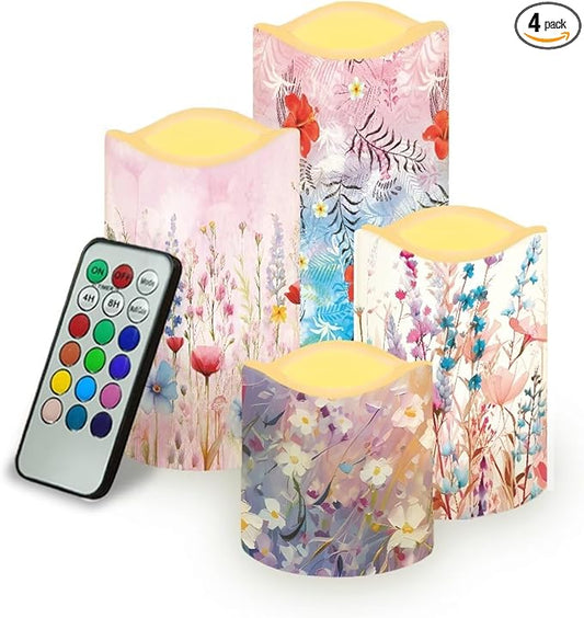 Ystardream Candle Sets for Women Gift Elegant Flower Flickering Flameless Candles Unity Candles for Wedding Ceremony Set,Beautiful Addition to Any Dinner Table,Bedroom,Outside Party