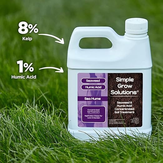 Sea Kelp for Lawn & Plants- OMRI Listed for Organic Use- Seaweed Soil Treatment for Turf Grass & Garden- Sea Hume- Simple Lawn Solutions (32 Ounce)
