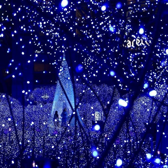 Toodour Solar Christmas Lights, 2 Packs Total 144ft 400 LED 8 Modes Solar String Lights, Waterproof Solar Outdoor Christmas Lights for Garden, Patio, Fence, Balcony, Christmas Tree Decor - Blue