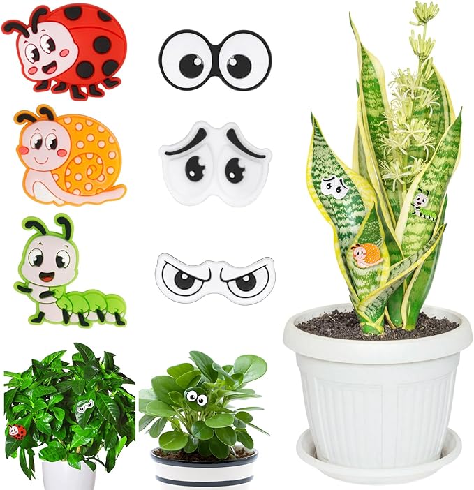 AUAUY Plant Magnets Eyes for Potted Plants, 6PCS Silicone Plant Safe Magnet Pins Charms, House Plant Accessories Unique Gifts for Plant Lovers