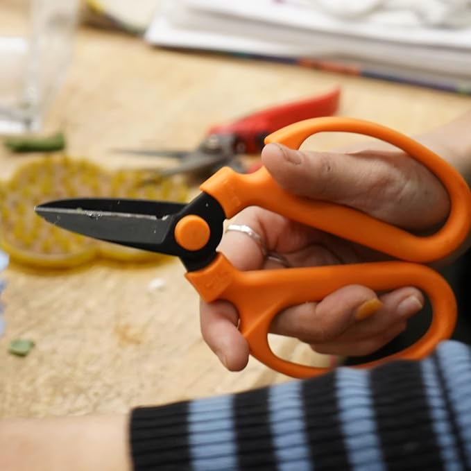 Flower & Garden Scissors With Black Blades 7.0 Inch, Ornithogalum (Orange)