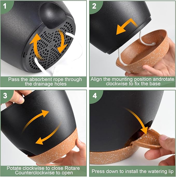 Planters for Indoor Plants 3 Pack, 10/9/8 Inch Self Watering Flower Pots with Drainage Hole, Plastic Large Plant Pots (Black)