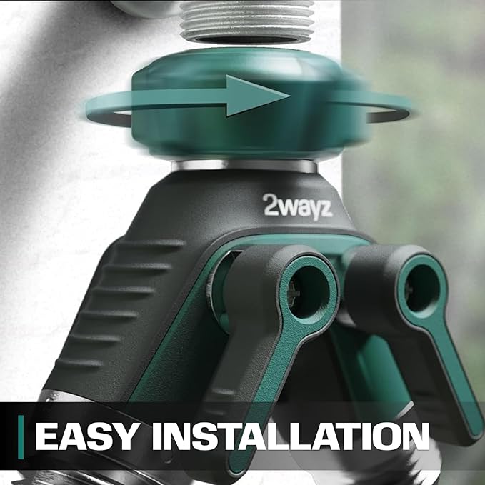 2WAYZ Dual Outlet Water Hose Splitter - Heavy-Duty Brass Y Connector, 360° Rotation, Easy Installation, Leak-Proof Design with Spigot Extender - Ideal for Garden, Washing Machines, Outdoor Faucets