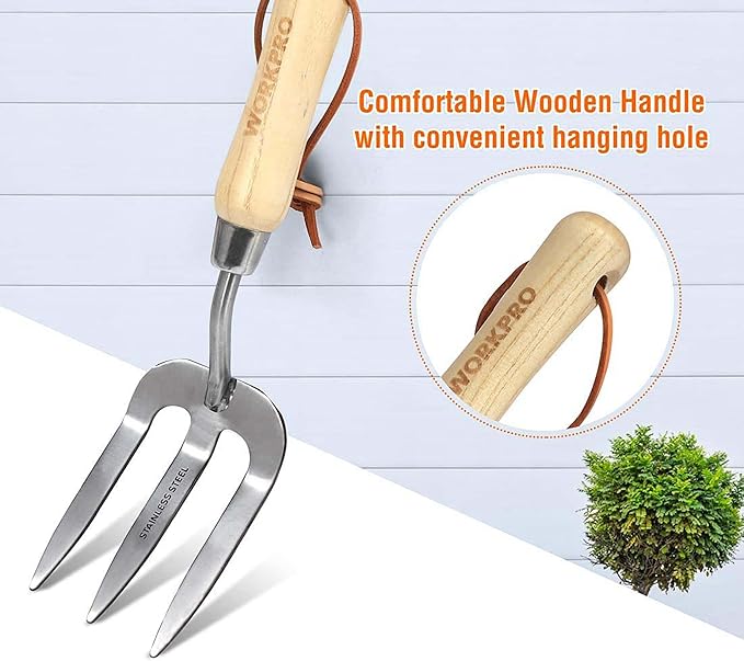 WORKPRO W005010WE 4 Piece Garden Tool Set – Heavy-Duty Stainless Steel, Includes 4 Hand Tools (1 Kit)