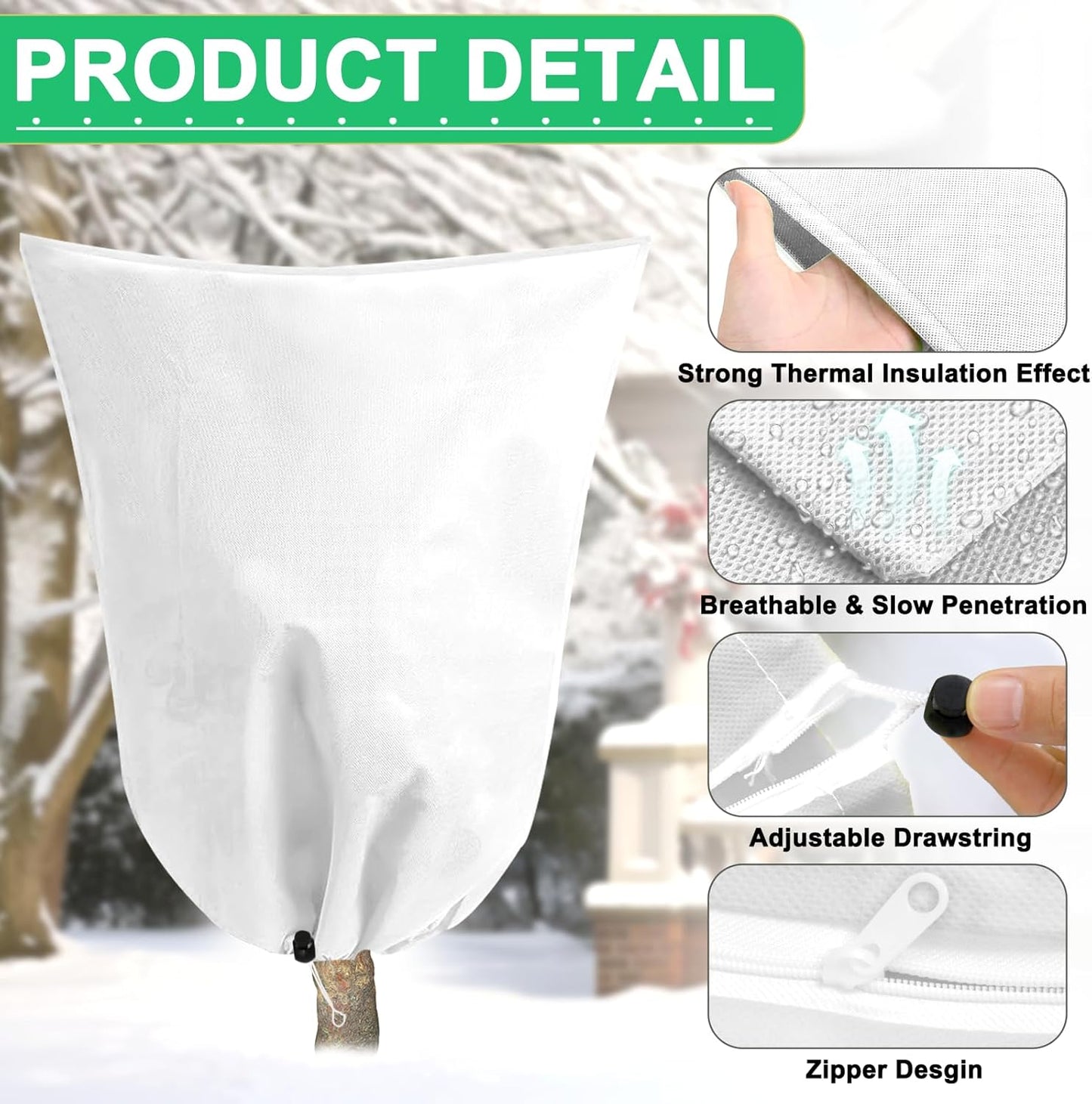 DQS 2 Pack Plant Covers Freeze Protection, 31.4" x47.2" Winter Frost Protection Blankets Frost Cloth,Suitable for Outdoor Winter Frost, Cold Weather, shrubs, Trees, Jackets, and coverings