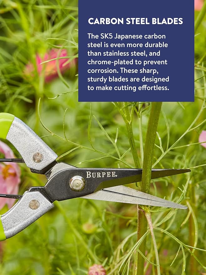 Burpee CR725 Garden Pruning Shears - Garden Hand Tools - Lightweight Precise Pruners for Gardening - Great for Flower Trimming or Vegetable Harvesting - Gardener Gifts