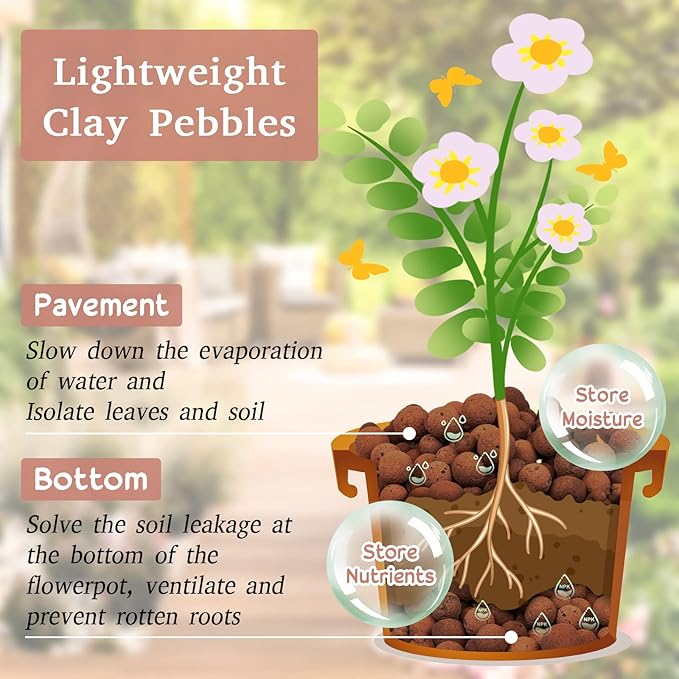 Legigo 8 LBS Organic Expanded Clay Pebbles, 4mm-16mm Lightweight Clay Leca Balls for Plants, Natural Hydroton Clay Pebbles for Hydroponic & Aquaponics Growing, Orchid Potting Mix, Drainage, Terrarium