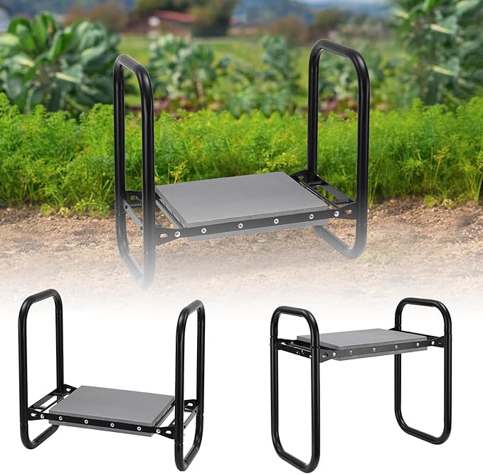 Garden Kneeler and Seat, Foldable Garden Stool 400lbs Heavy Duty Garden Tools Protects Knees and Back, Women and Men Seniors Gardener,Large 19.7"x10"x18.5"