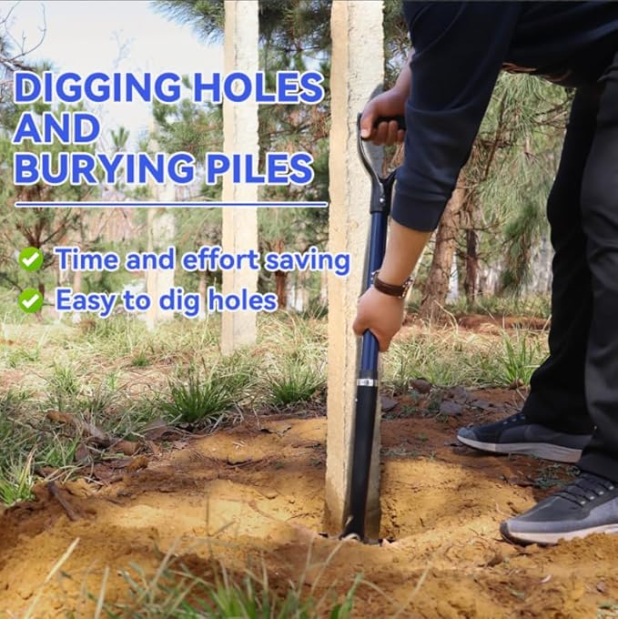 WIKER Spade Shovel,Sharp Shooter Shovel,Shovels for Digging,Planting,Trenching,Gardening,Drain Spade with Fiberglass Handle Heavy Duty,Blue,45 inches