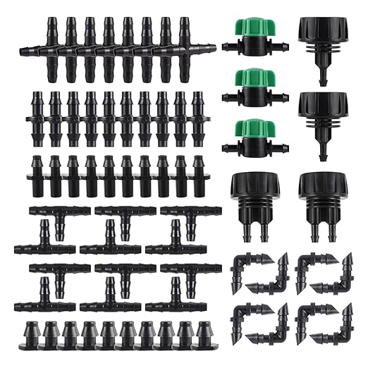 272 Pcs 1/4" Barbed Fittings Kit, 3/4'' to 1/4'' Hose Adapter,Straight Barbs,Tees,Elbows,End Plug,4-Way Coupling for Repair Drip Irrigation Fittings Misting Cooling System (272)