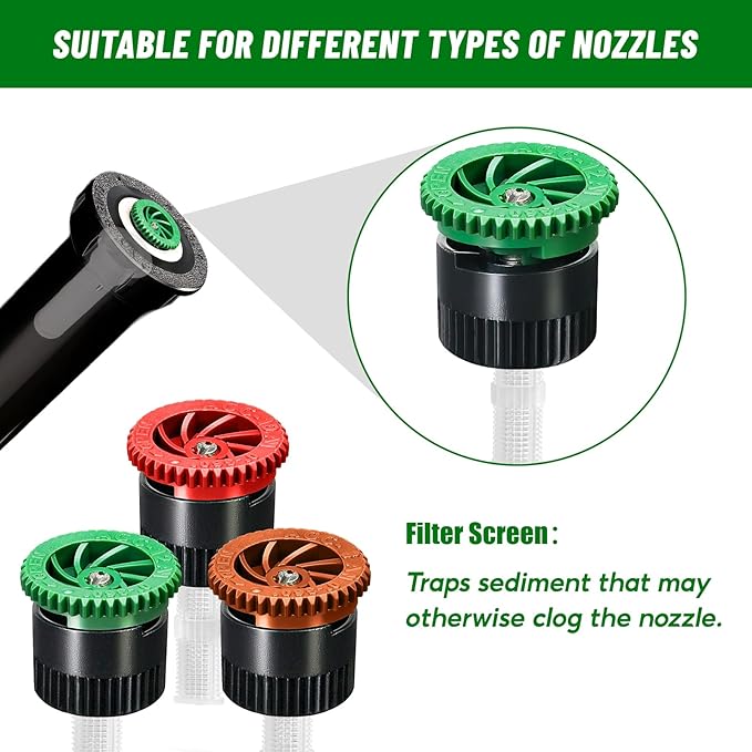 24 Pieces Variable Arc Nozzle, Replacement Pop-up Sprinkler Heads Compatible with Most of Adjustable Pop Up Sprinklers Spray Head for Garden Lawn Irrigation (8AN, 10AN, 12AN)