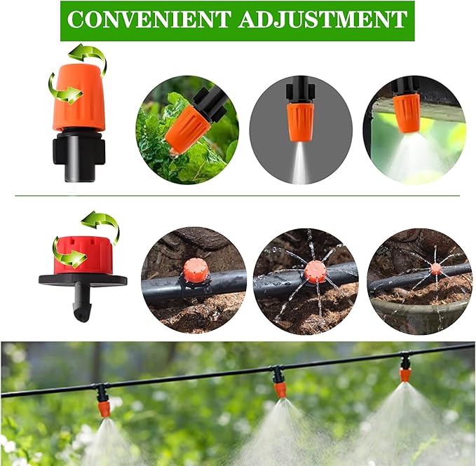 Drip Irrigation Kit, Garden Irrigation System 1/4" Blank Distribution Tubing Watering Drip Kit/DIY Saving Water Automatic Watering System for Garden, Greenhouse, Flower Bed, Patio, Lawn
