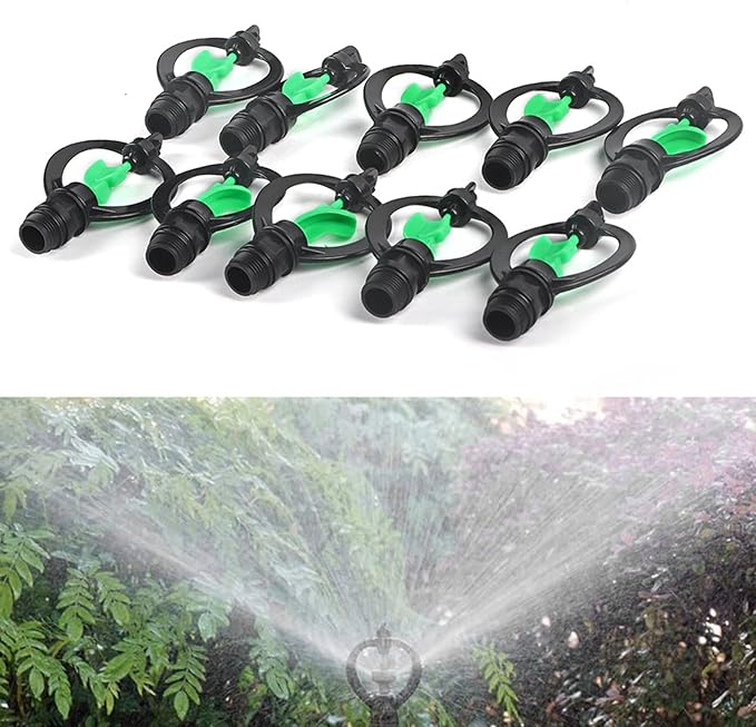 HEEPDD 10Pcs Irrigation Spray Nozzles, G1/2in Impeller Butterfly Nozzles 360 Degree Automatic Rotation Sprinkler Heads for Agricultural Irrigation