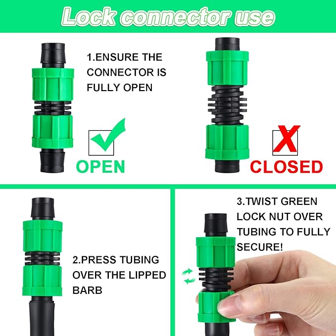 12 Pieces Drip Irrigation Coupling, 5/8 Inch Universal Connector Drip Tubing Fittings, Compatible with Most 16-17 mm Tubing or Sprinkler Systems(Green)