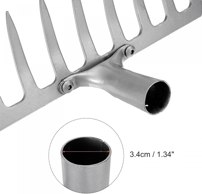 uxcell 9 Teeth Garden Rake Head, Galvanized Manganese Steel Stone Rake for Garden Farm Backyard Without Handle Hard Rake Head Only, Silver Tone
