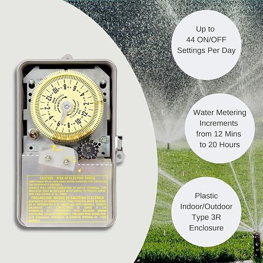 Intermatic R8806P101C Sprinkler Irrigation Timer - Customizable Water Conservation, Rain-Ready Design, Reliable & Versatile Outdoor Sprinkler - Irrigation Timer with 14-Day Skipper