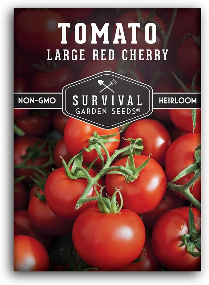Survival Garden Seeds - Large Red Cherry Tomato Seeds for Planting – 1 Packet with Instructions to Grow Delicious Tomatoes in Your Home Vegetable Gardens - Non-GMO Heirloom Variety Vegetable Seeds