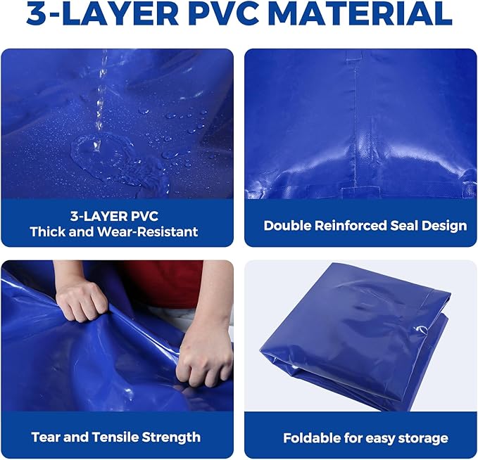 Water Storage Bladder with Two Different Sizes of Water Pipes,Portable Large Capacity Water Bladder Tank,63gallons, Foldable Water Storage Tank for RV,Camping, Agricultural Irrigation,Garden Watering