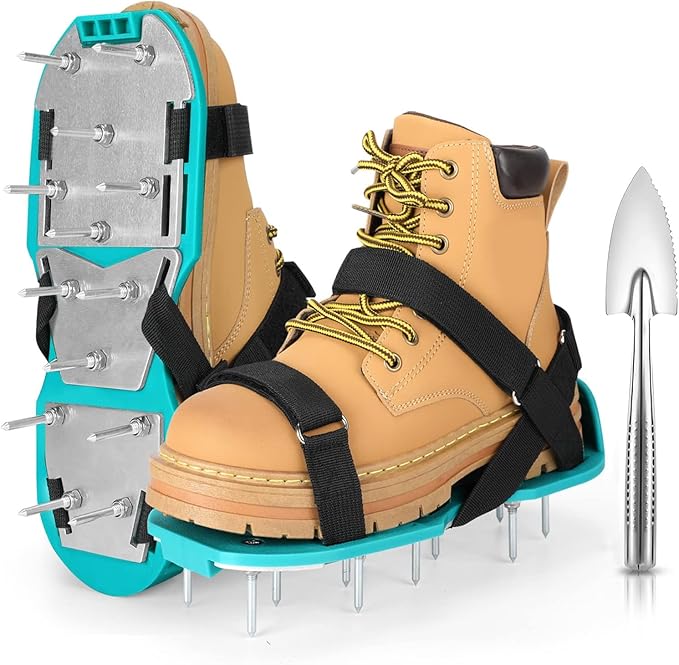 Lawn Aerator Shoes for Grass - Pre-Assembled Grass Aerator Shoes for Lawn - Soil Yard Aerator Tool for Aerating Patio Garden, Green