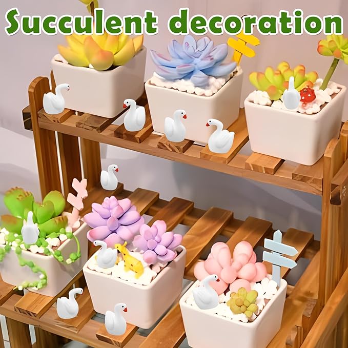 80Pcs Mini Gooses Resin Tiny Gooses Miniature Decoration Figurines Ducks Dollhouse Garden Decor Plastic Mini Animals Micro Landscape Ornament Cake DIY Craft