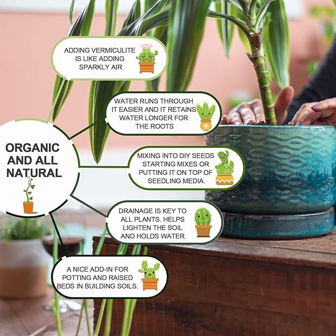 25QT Horticultural Vermiculite Bulk, Organic Vermiculite for Plants, Course Grade Vermiculite for Gardening, for houseplants, for Mushrooms, to Maintain Soil Moisture and Plant Growth(2-4mm)