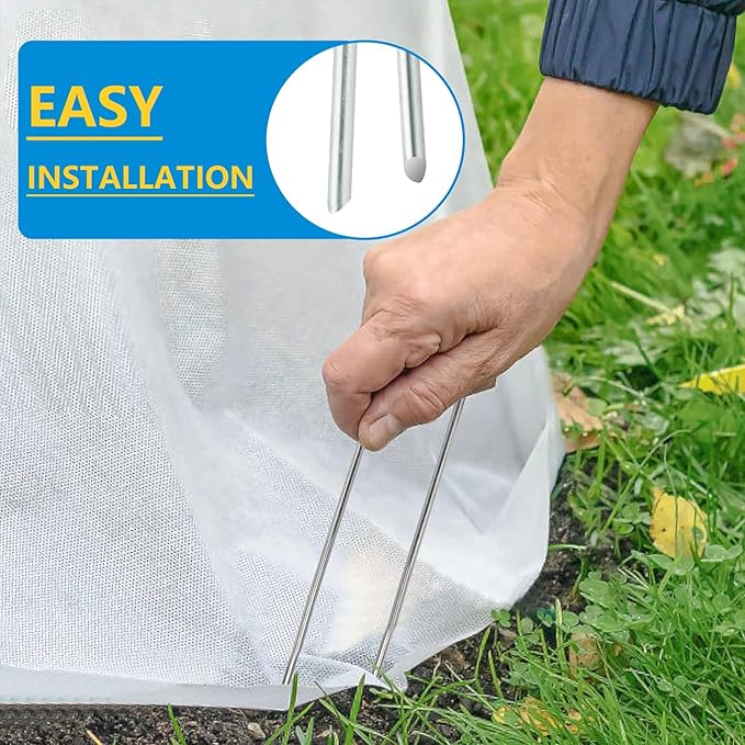 200 Pack Garden Stakes, Galvanized Landscape Staples, U-Shaped Tent Stakes, 6 inch 11 Gauge, for Securing Weed Fabric Barrier, Ground Cover, Irrigation Tubing, Artificial Turf (200)