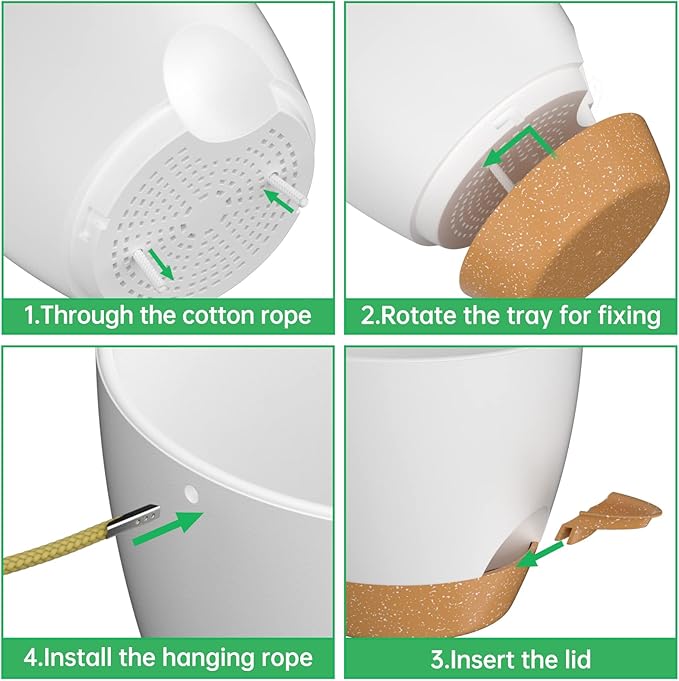 ZMTECH 8 Inch Hanging Planters for Indoor Outdoor Plants, 2 Pack Self Watering Hanging Plant Pots with Drainage Holes and Removable Saucer, Plastic Flower Hanging Pots with Watering Lip (White)