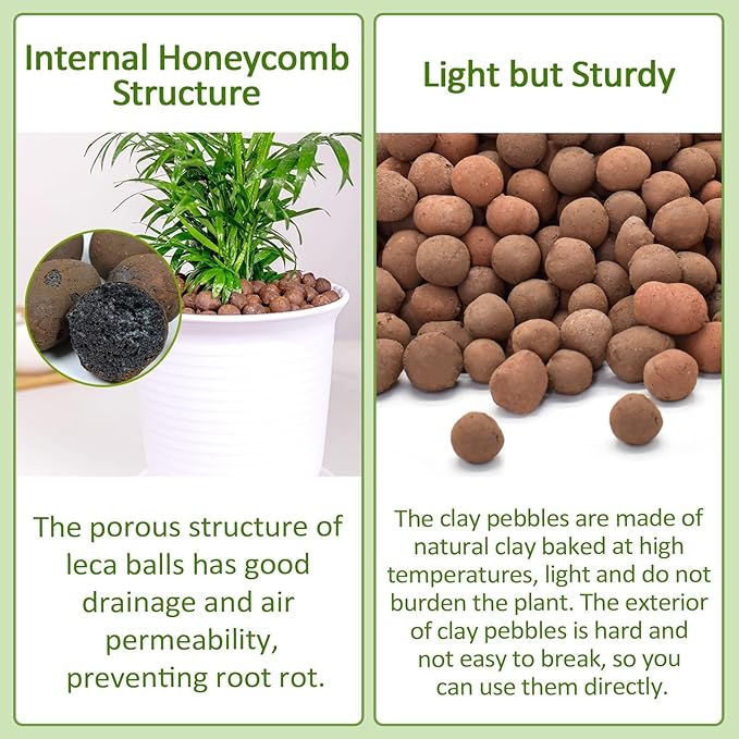 ZeeDix 7.5LB Expanded Clay Pebbles, 4mm-16mm Clay Leca Balls Clay Pebbles for Plants, Natural Clay Pellets Balls for Hydroponic, Indoor Plants Drainage, Gardening, Orchids, Decoration, Aquaponics