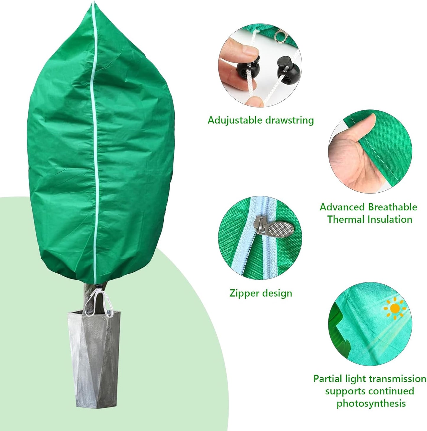 Plant Covers Freeze Protection – 2 Pack 95"x95" Extra Large Frost Blankets for Outdoor Plants, 2.8oz/yd² Heavy-Duty Tree Covers with Zipper & Drawstring – Reusable Winter Plant Freeze Cloth