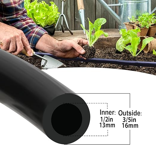 1/2 Inch Drip Irrigation Tubing-49.2Ft/15M Main Tubing Hose for Garden Irrigation System Kit, Plant Watering Irrigation Line Tubing