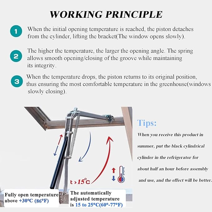 2 pcs Automatic Greenhouse Window Opener Auto Vent Opener Roof Vent Opener Auto Vent Kit Solar Heat Sensitive Agriculture Gardening Tools and Supplies (Dual Spring Lifts 15 Lbs)