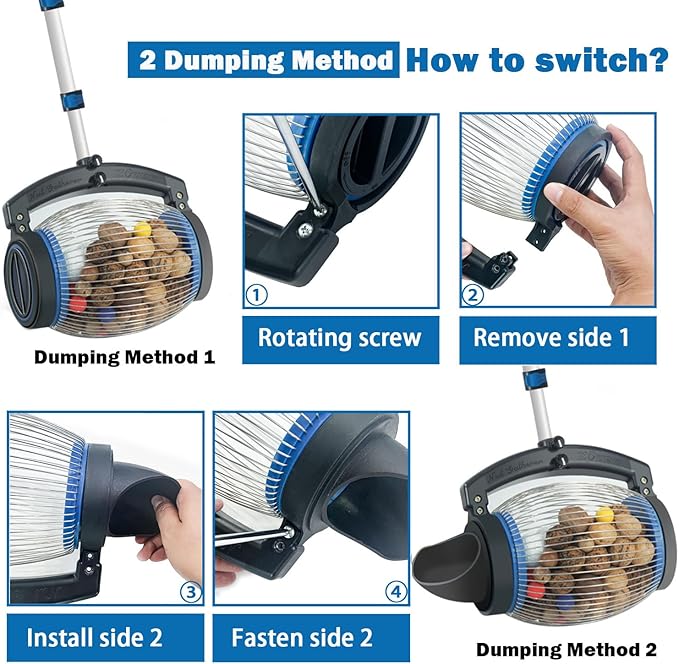 Zozen Nut Gatherer, 2 Dumping Method | Walnut Picker Upper, Pecan Picker Upper - Apply to Walnut, Pecan, Hickory, Chestnuts, Buckeyes, Nerf Balls, Golf, Pick up Objects Size 3/4'' to 1.5''; 1 Gallon