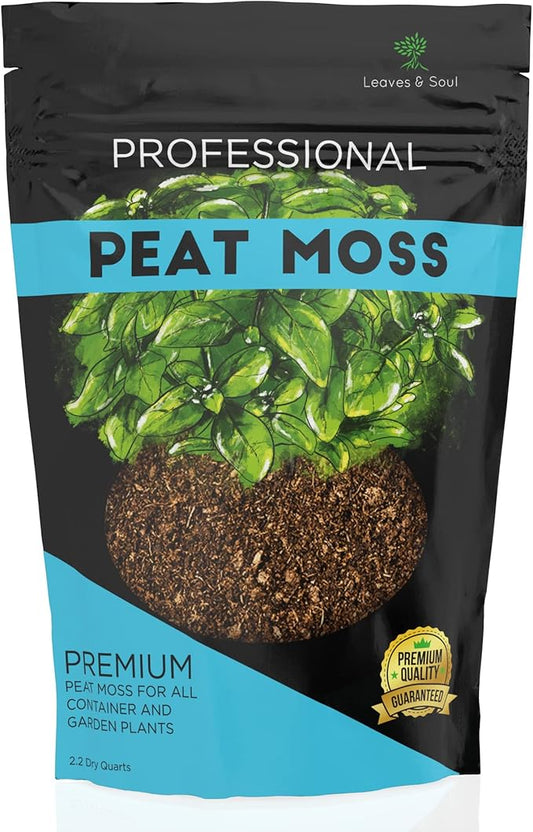Professional Peat Moss | for Container and Garden Plants | All Natural Lightweight Soil Additive | Large 2.2 Quarts | Made in USA