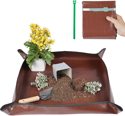 26.8"X26.8" Repotting Mat for House Plants Transplanting Control Mess, Foldable Waterproof Gardening Tray Mat Gardening Gifts for Plant Lovers
