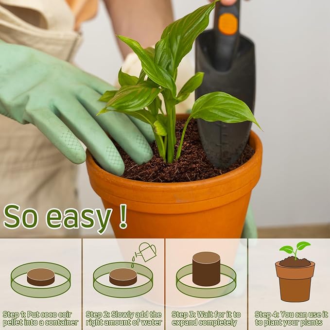 Halatool 30mm 50pcs Organic Coconut Coir Pellets Soil for Planting, Compressed Coco Coir Soil Potting Soil Seed Starters for Growing Vegetables, Fruits, Flowers