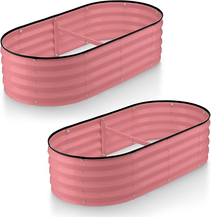 Galvanized Raised Garden Beds Outdoor // 4×2×1 ft (2-Pack) Planter Raised Beds for Gardening, Vegetables, Flowers // Large Metal Garden Box (Pink) // Patented Tool-Free Design