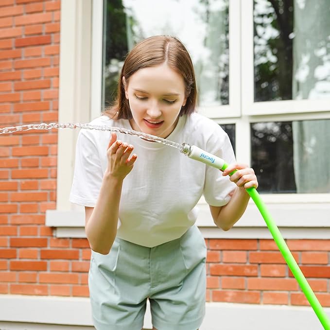 Fevone 25 ft Garden Hose, Heavy Duty Water Hose, Hybrid Polymer, Kink Resistance, Flexible, Durable, Leak Free, Aluminum Fittings, 3/4" GHT, 5/8" ID, 600 Psi, Drinking Water Safe