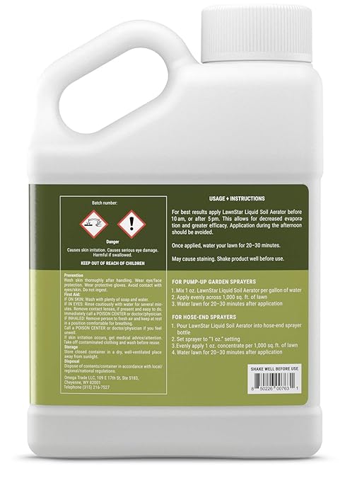 Liquid Lawn Aerator (1 Gallon) - Loosens & Conditions Compacted Soil - Alternative to Core and Mechanical Aeration - Improves Water Penetration, Drainage & Soil Oxygenation - American Made